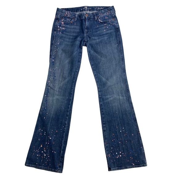 SEVEN 7 for all mankind Denim A Pocket jeans 29 Paint Splatter Bootcut Low rise - Picture 1 of 7